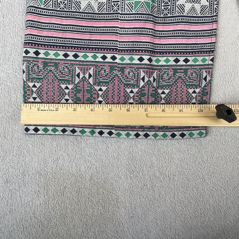 Cotton Tribal Boho Hippie Pants Women's Small Blue Pink Green Straight Leg Crop - Picture 5 of 16